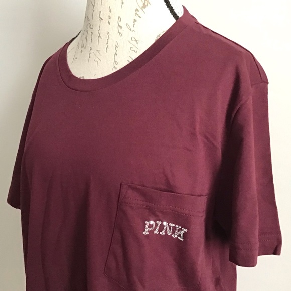 PINK VS Campus Sequins Short Sleeve Tee Top New With Tag - Picture 7 of 14